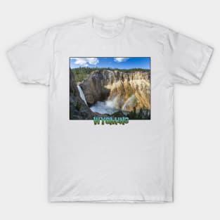 Wyoming State Outline (Lower Yellowstone Falls) T-Shirt